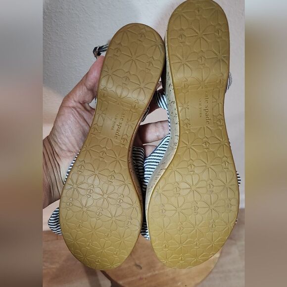 New Kate Spade Julep Platform Wedge White and Blue Striped Size 7 - Picture 5 of 12